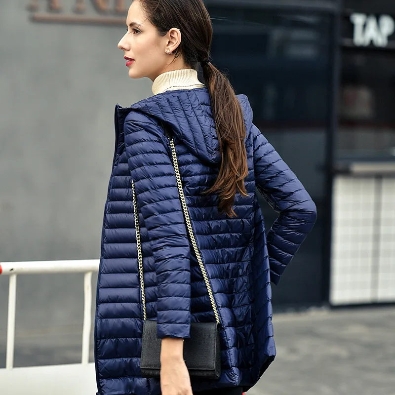 

Long Ultra Light 91% White Duck Down Jacket Women Winter Coat Thin Female Winter Slim Long Warm Jacket Windproof Down Coat 4XL