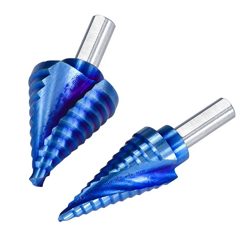 

6-Pieces Quick Change SAE Spiral Grooved Step Drill Bit Set with Total 50 Step Sizes with Handy Storage Case