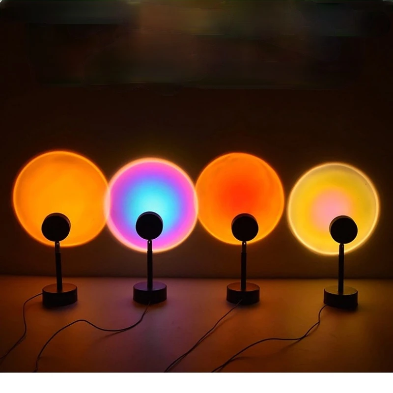 

USB Rainbow Sunset Red Projector Led Night Light Sun Projection Desk Lamp for Bedroom Bar Coffee Store Wall Decoration Lighting