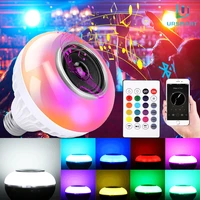 led light bulb with bluetooth speaker 12w e27 wireless music bulb speaker with remote control rgb for home party decor