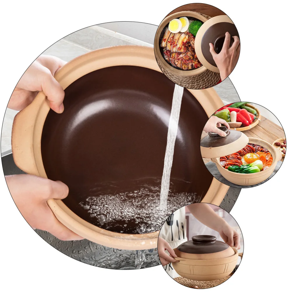 

1pc Home High Temperature Resistant Ceramic Casserole Stew Pot (Assorted Color)