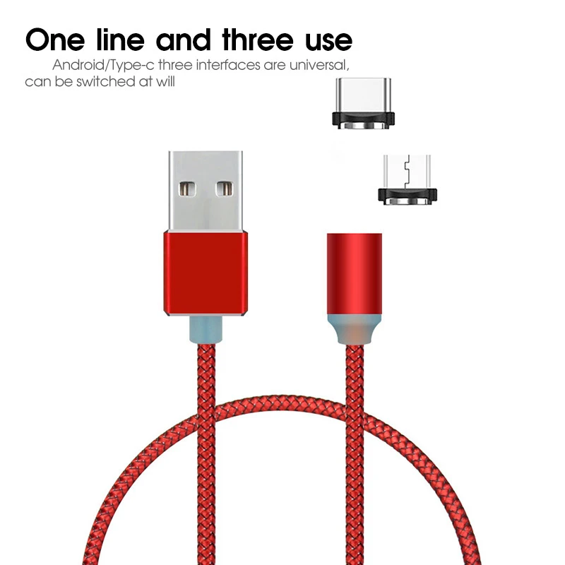 Магнитный зарядный кабель для быстрой зарядки Micro USB Type-C Samsung S7 S6 A50 Redmi Note 7 Pro