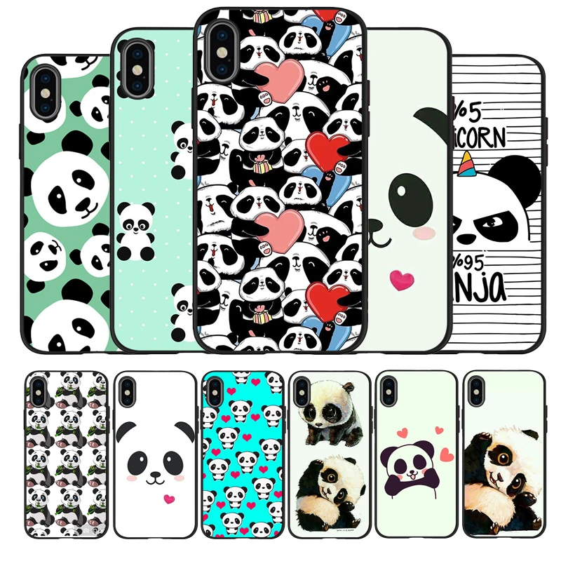 Ультра Милый Панда милый жесткий черный ТПУ силиконовый мягкий чехол для