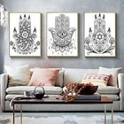 Черно-белая ручная роспись Фатима художественный узор холст живопись плакат Настенные буддийские принты кабинет спальня домашний декор