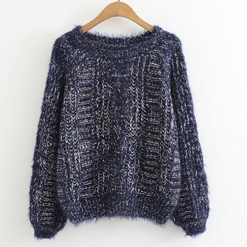 Sweater Jumper Girl Kawaii Mohair Fluffy Chic Woman Preppy style Cable Knit Wool Head 2020 New Korean Casual Cute Loose | Женская одежда