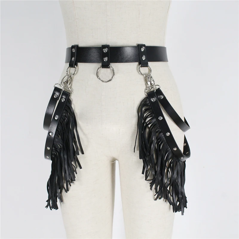 Женский широкий пояс с цепочкой CKMORLS в стиле Харадзюку панк готика ремень пряжкой