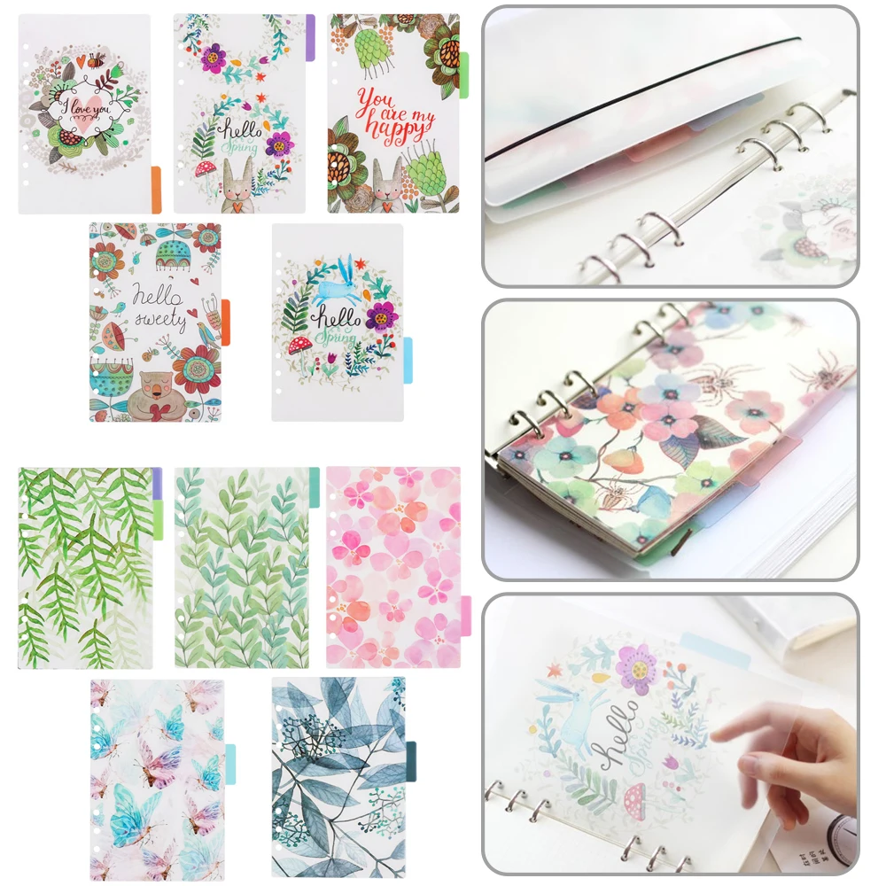 

Fashion Notebook Paging Separator Ring Binder Dividers Refillable Notepad Inner Paper Category Pages Plastic Shell Accessories