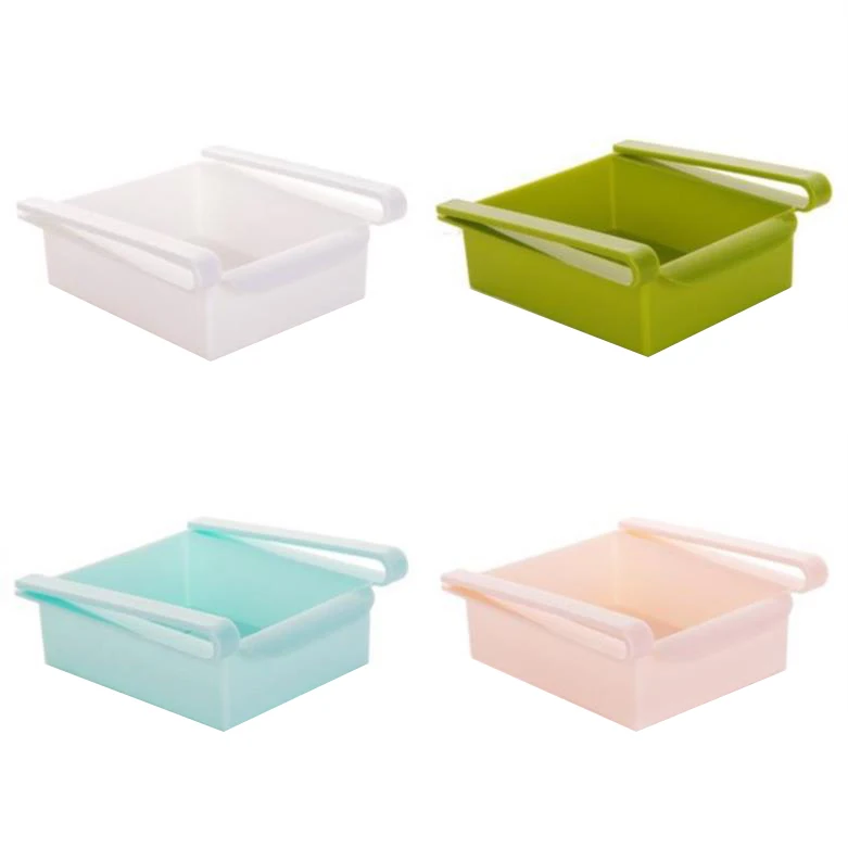 

Refrigerator Food Box Mezzanine Shelf Vegetable Side Pulled and Twitchable Grid Rack Hanging Basket YA88