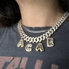 Ожерелье AurolaCo в стиле хип-хоп с именем на заказ, кубинская цепочка с буквенным цирконием, ожерелье для мужчин и женщин, ювелирные изделия, подарки