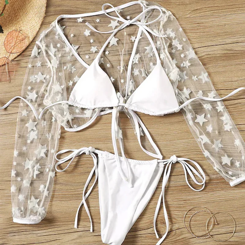 In X пикантное микро бикини три комплекта треугольный купальник пуш ап Прозрачный