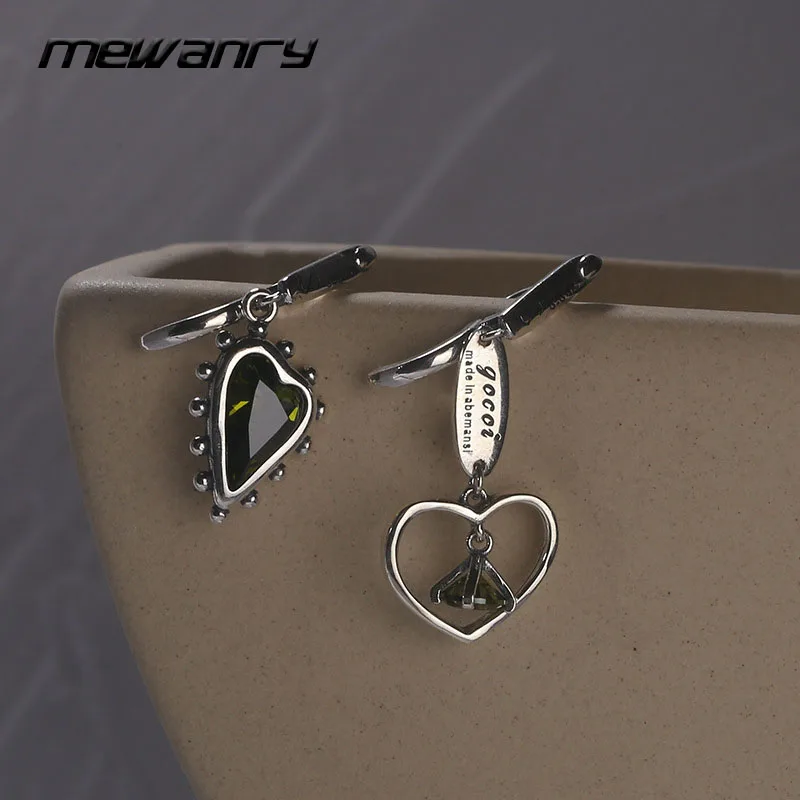 

MEWANRY Prevent Allergy 925 Sterling Silver Earrings for Women Trendy Elegant Vintage Creative LOVE Heart Zircon Party Jewelry
