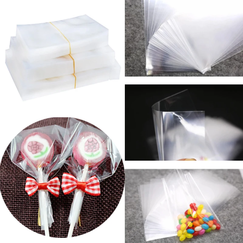 

Прозрачный целлофановый пакет, 50/100 шт., прозрачные пластиковые пакеты из ОПП для конфет, леденцов, печенья, упаковка, Подарочный пакет для св...