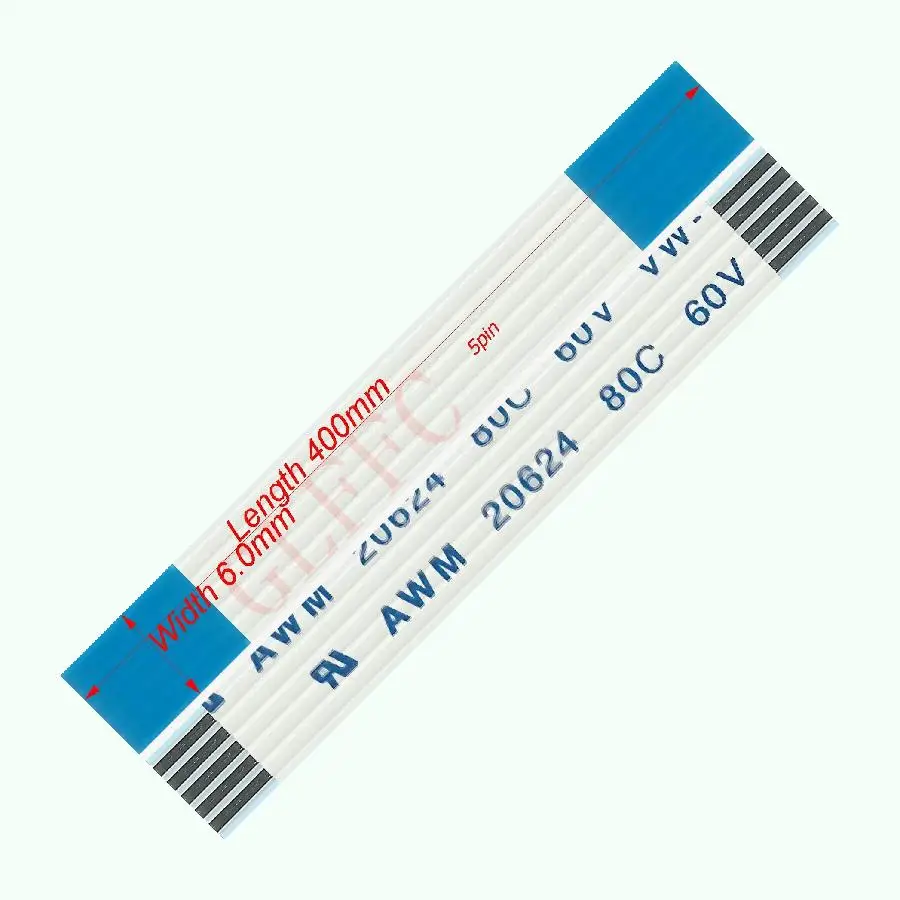 

5pin 1,0 шаг 400 мм-1700 мм A-Тип Гибкий плоский кабель FFC awm 20624 ROHS для TTL LCD DVD Компьютера