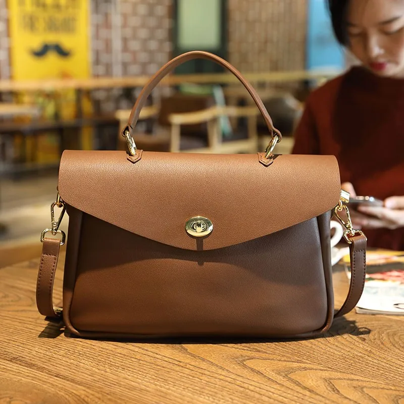 

Vintage Women Handbags Fashion Office Ladies Simple Messenger Satchels Single Crossbody Bags Casual Shoulder Tote Leather Bag