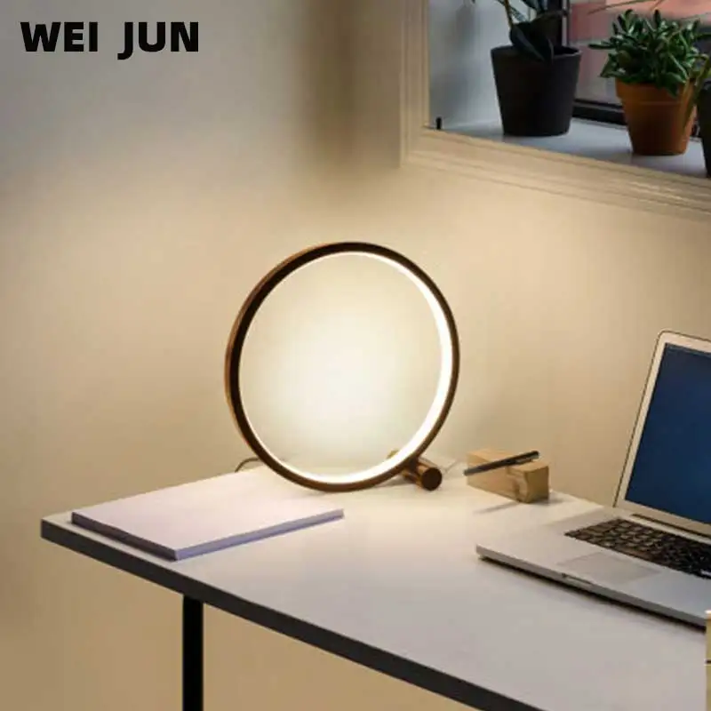 Round Table Lamp 3 Color Dimmable Night Light Touch Switch Bedside Bedroom Study Living Room LED Modern Minimalist Aluminum | Лампы и