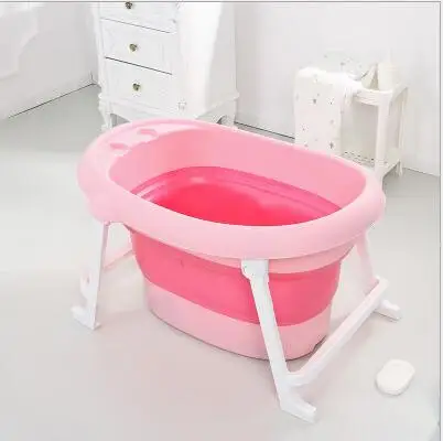 Ordinary Pink Детская складная ванна, индивидуальная ванна, пластиковая Нескользящая складная детская ванна, большая ванна, Bebe Ванна - Цвет: Ordinary Pink