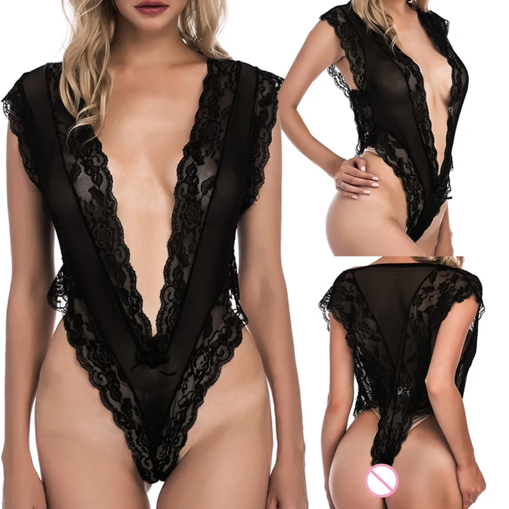 Plus Size S-3XL Erotic Sexy Lingerie Women Sex Costumes Lace Porno Babydoll V-Neck Sleepwear Lenceria Mujer Bodysuit | Тематическая