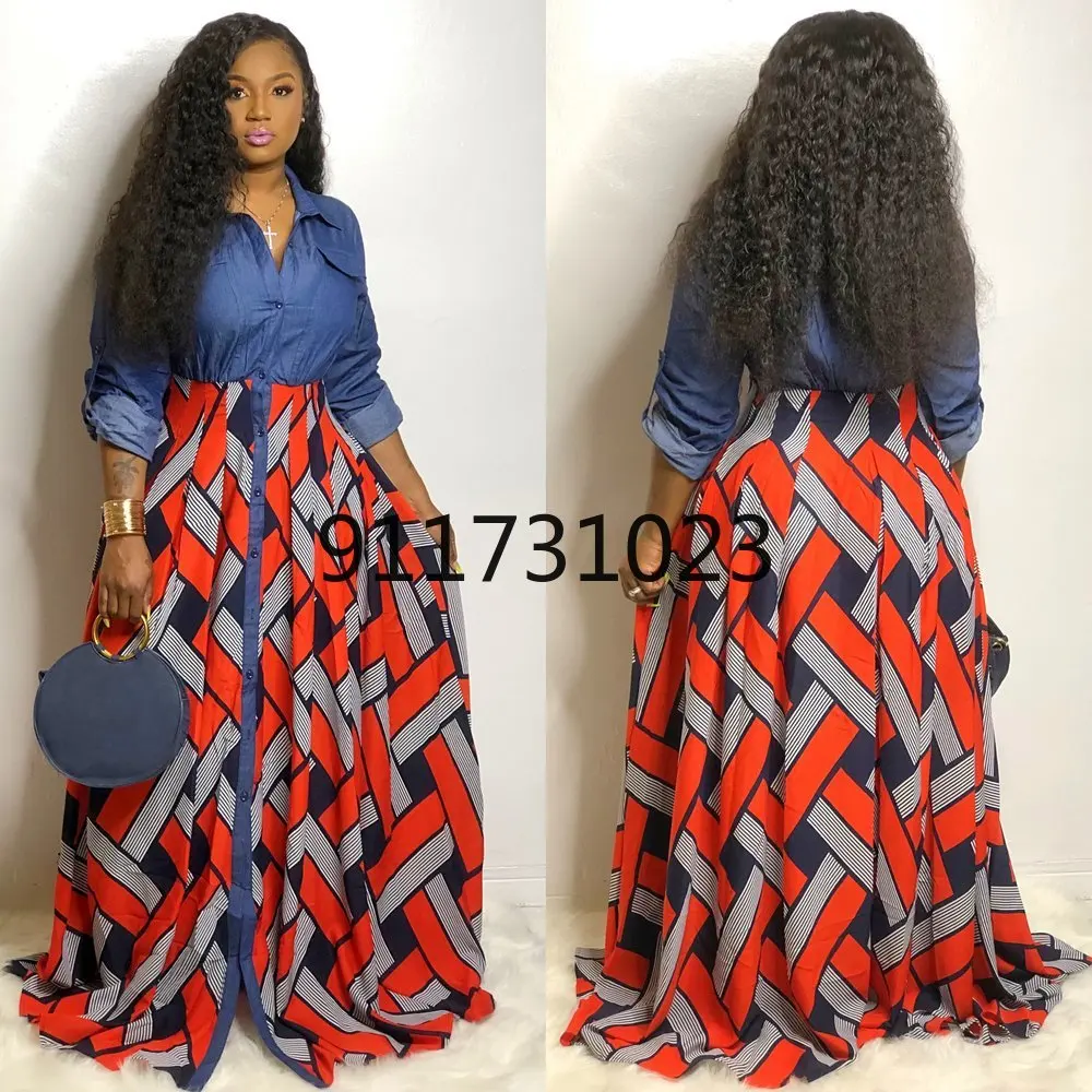 5x African Dresses for Women 2021 Spring Fashion Printing Long Dress Clothes | Тематическая одежда и униформа