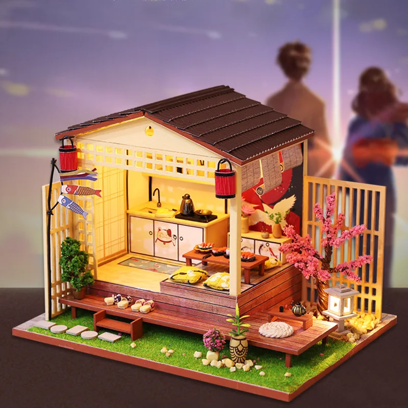

Handmade Toys DIY DollHouse Wooden Doll Houses Miniature Dollhouse Furniture Kit Toys for Children New Year Christmas Gift Casa