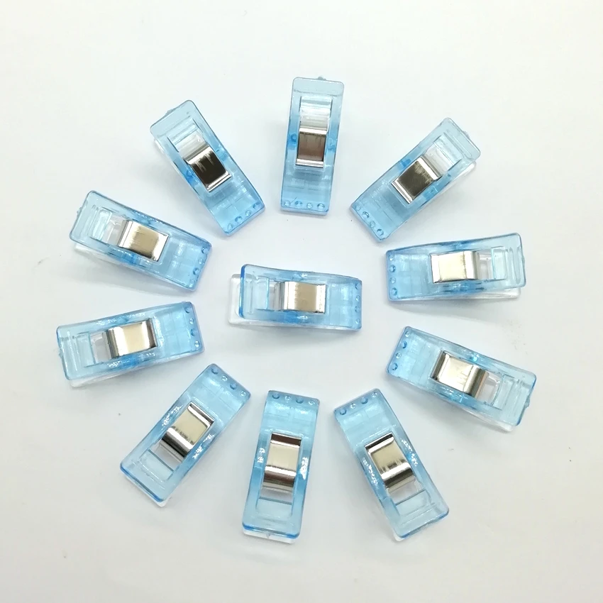 50Pcs High Quality Multicolor Plastic Clips Holder DIY Patchwork Fabric Quilting Craft Sewing Knitting Suspender Clip - Цвет: blue