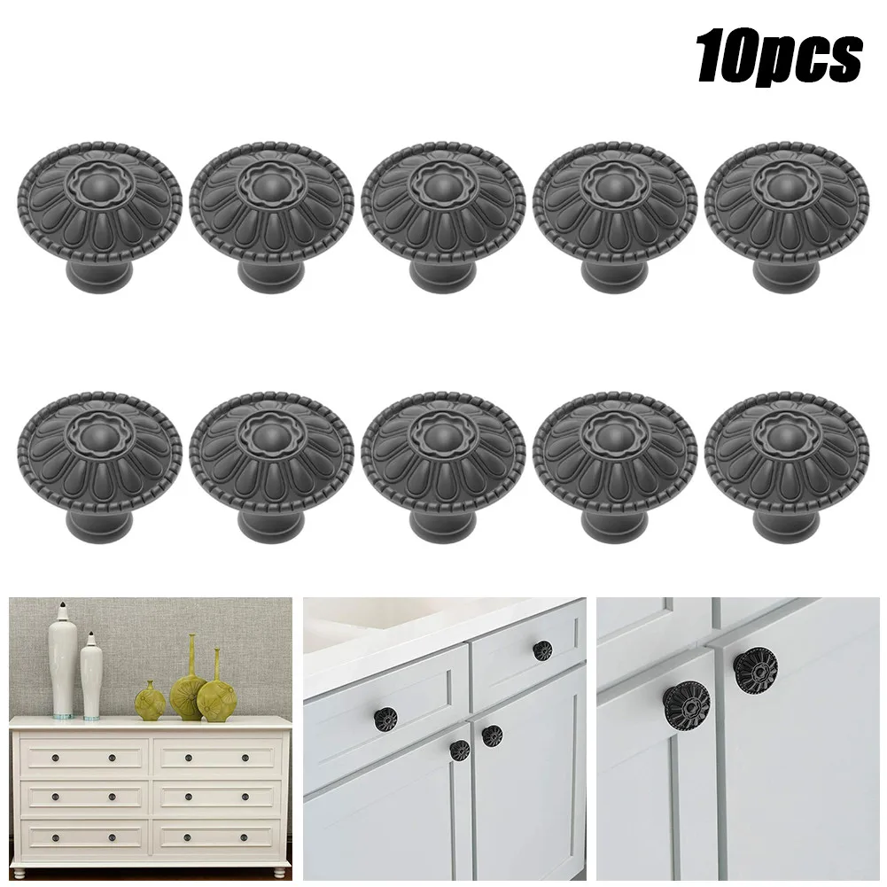 

Vintage Cabinet Knob Matt Cupboard Wardrobe Pull Kitchen Door Round Handle Black Furniture For Chest Of Drawers Dresser Hardware