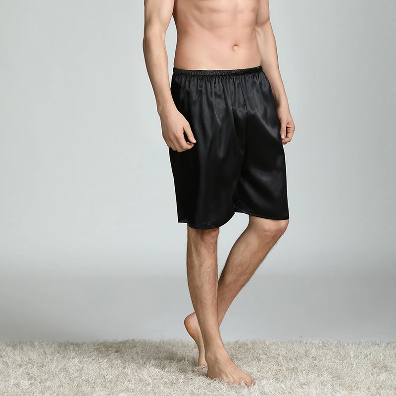 Mens Sleep Bottoms Sleepwear Men Underwear Imitation Silk Satin Shorts Fashion Print Nightwear