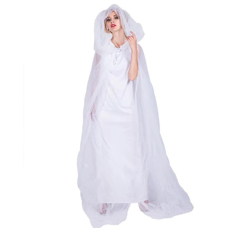 Женский костюм-накидка с капюшоном белый костюм для косплея невесты |