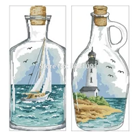 sailing in the bottle patterns counted cross stitch 11ct 14ct 18ct diy cross stitch kits embroidery needlework sets home decor
