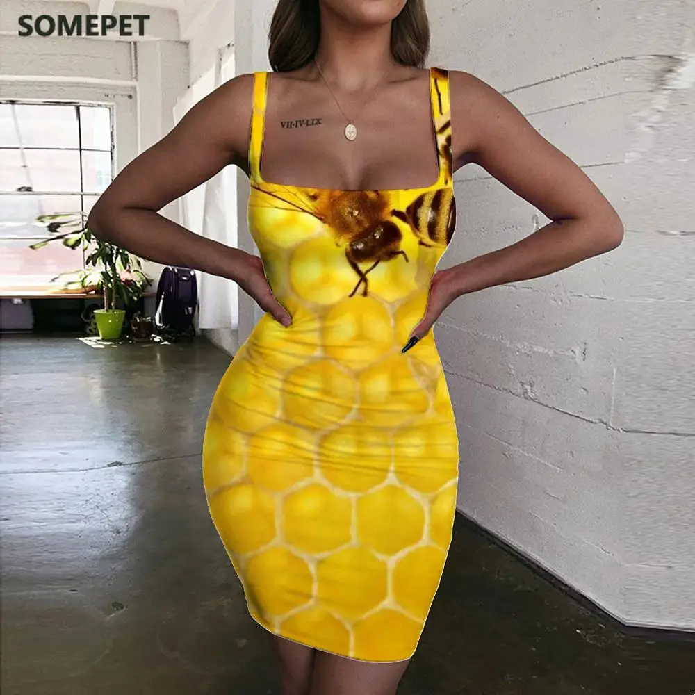 

Сексуальное женское платье в стиле Харадзюку, с 3D-принтом пчелы