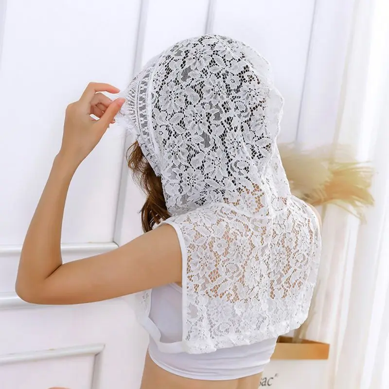 Женский вязаный крючком полый цветочный кружевной воротник с капюшоном Кепка