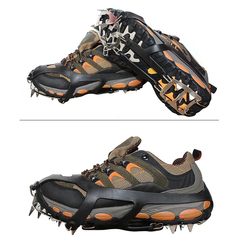 18 Teeth Climbing Crampons for Outdoor Winter Walk Ice Fishing Snow Sneakers Antiskid Manganese Steel Shoe Covers Force Fields