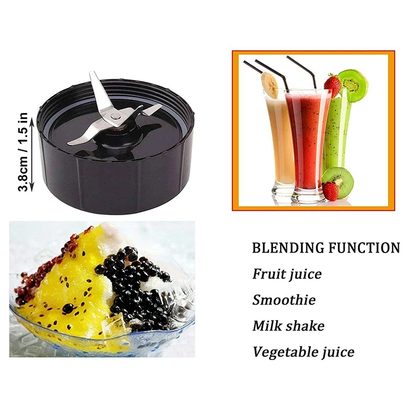 

16Oz Juicer Cups for Magic Blender Juicer 250W MB-1001 Party Cups Mugs 4 Colored Lip Rings & 2 Cross Blade Holder