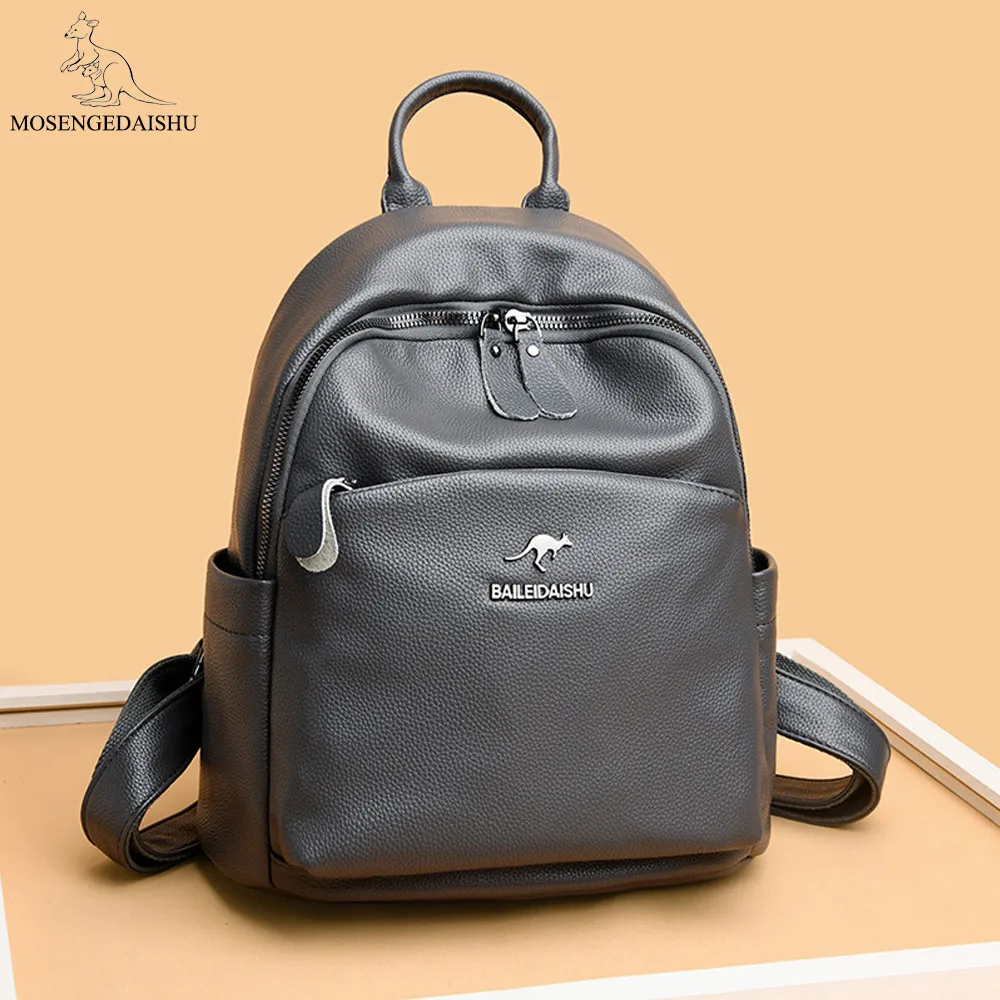 

Рюкзак женский, кожаный, со складками, школьный, для путешествий