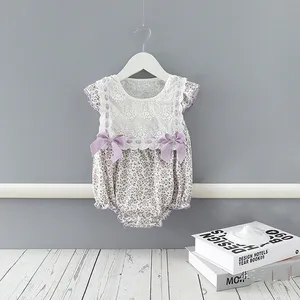 Боди с цветочным рисунком для новорожденных девочек; Цельный Детский комбинезон; Хлопковая одежда для маленьких девочек с двумя бантами