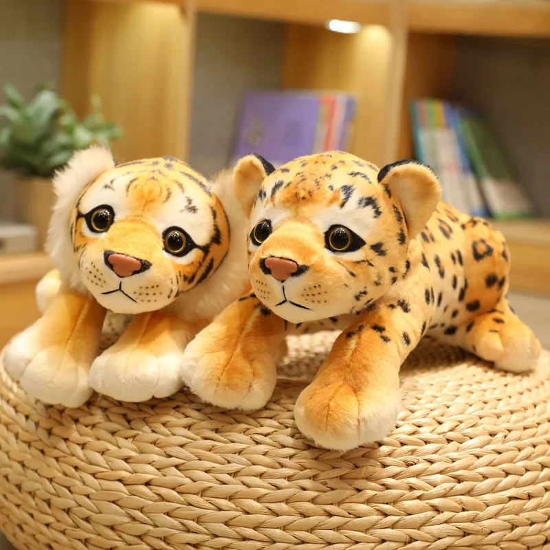 

30cm Simulation Tiger Lion Leopard Plush Toys Soft Animals Pillow Sofa Home Decor Stuffed Pets Dolls for Baby Kids Birthday Gift