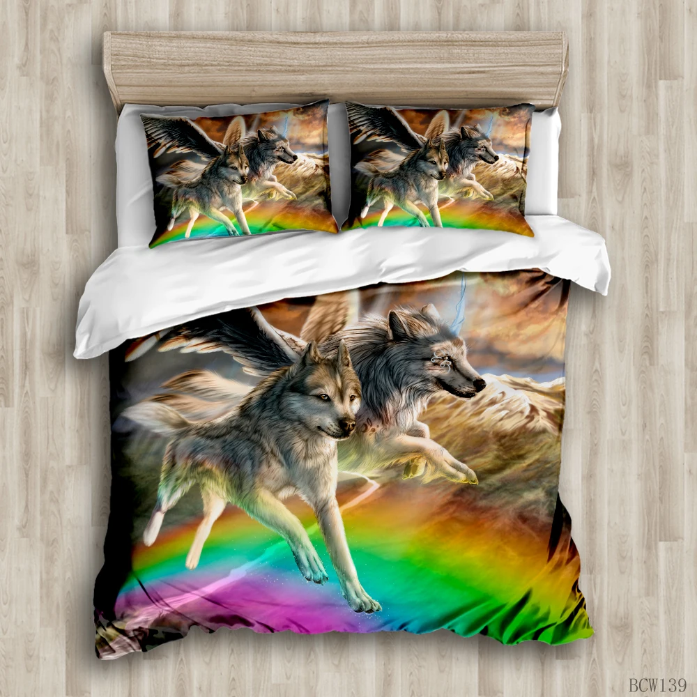 

Animal Duvet Cover Sets Running Wolf custom Bed Linens Bedding Sets with Pillowcase king Size Bedclothes Comforter Covers