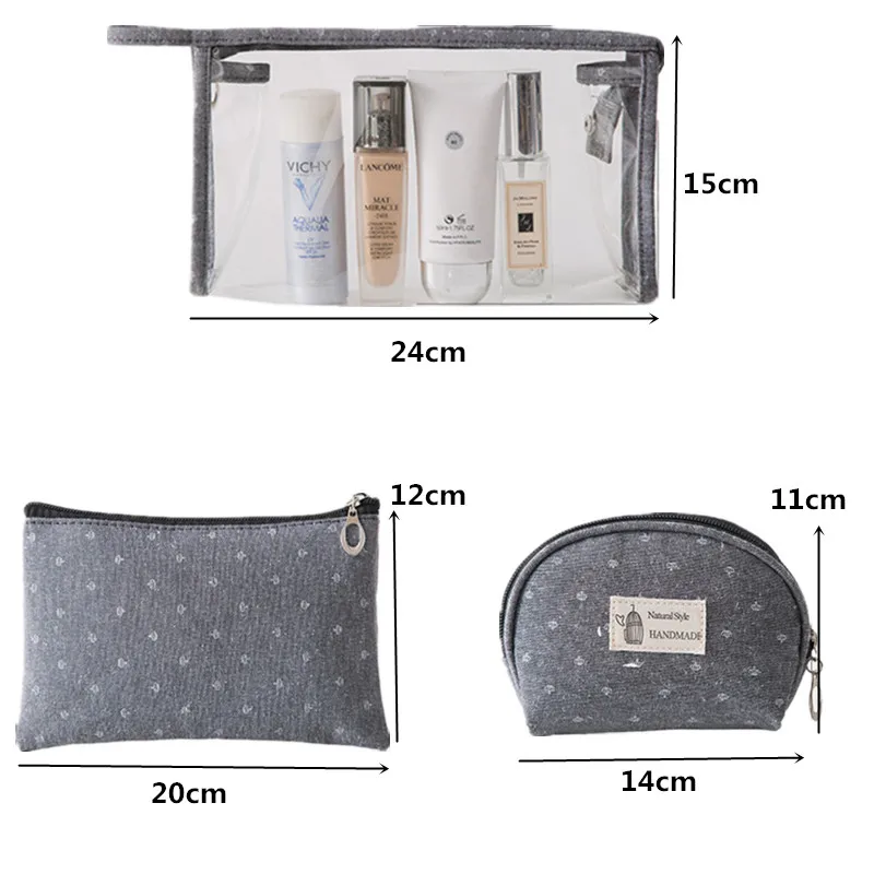 3 шт./компл. прозрачные косметички из ПВХ для женщин дорожный органайзер