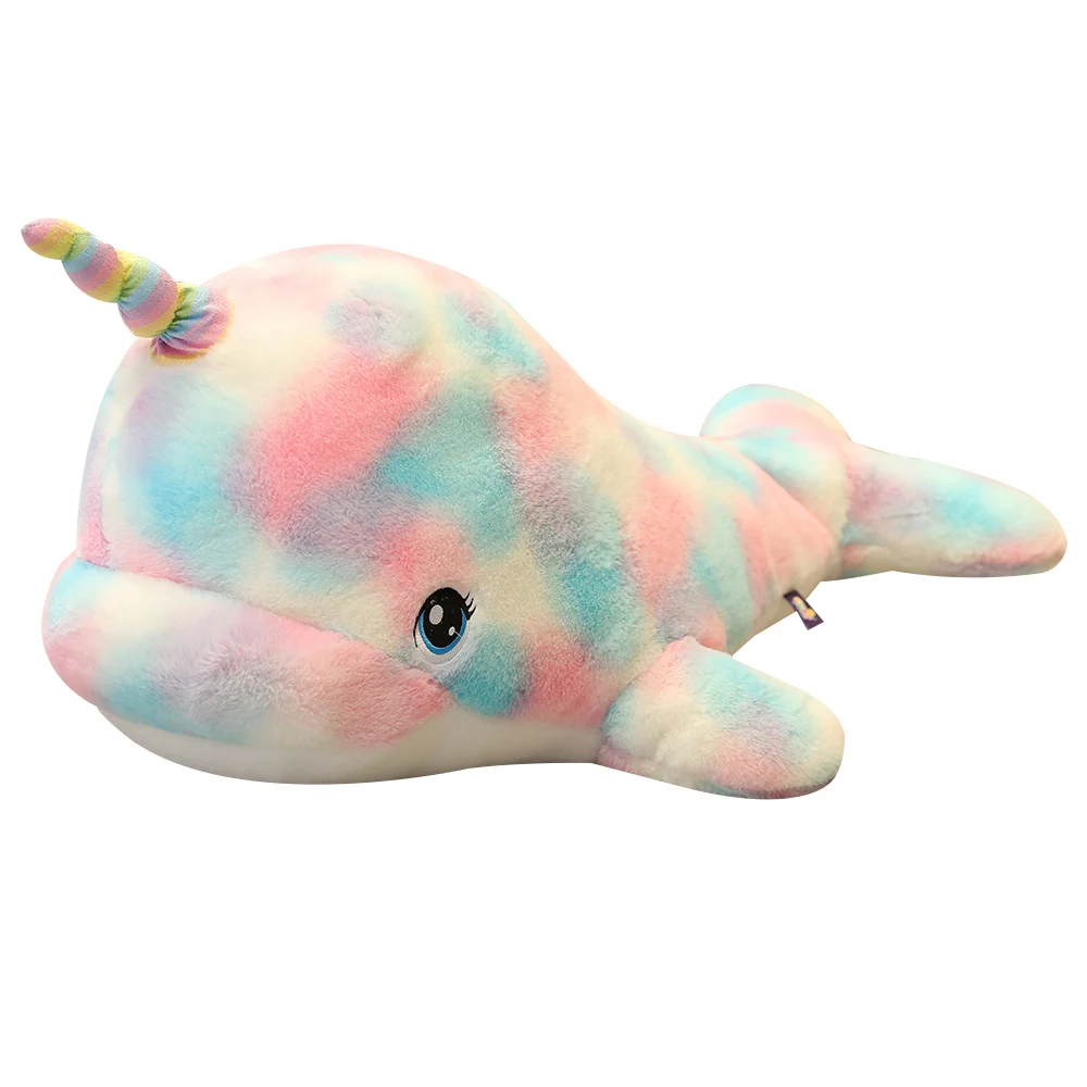 

Huggable, красочная плюшевая игрушка нарвала, мягкая игрушка, Радужный КИТ, рыба, морское животное, игрушки для детей, подарок для маленькой дево...