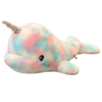 huggable colorful narwhal plush toy stuffed animal doll soft rainbow whale fish marine animal toys children kids baby girl gift