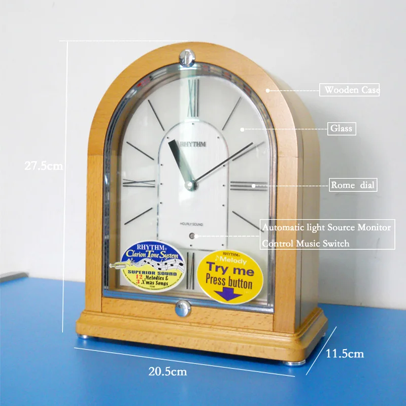 Günstig CLARION TON SYSTEM 12 MELODIEN MUSIK STÜNDLICHE CHIMING HOHE QUALITÄT TISCH UHR EUROPA KURZE HOLZ STUMM QUARZ DESKTOP UHR