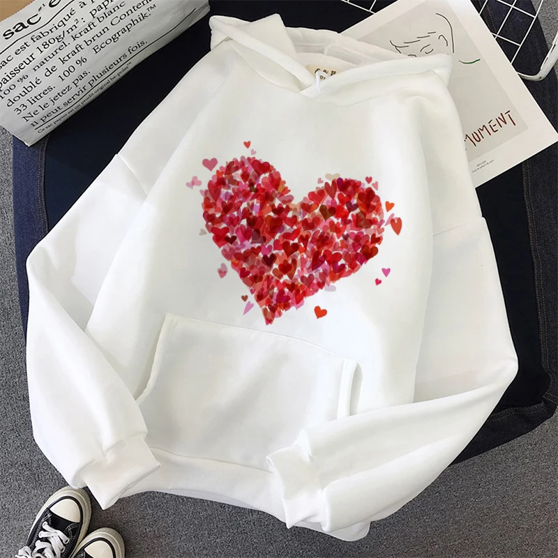 Winter Bicycle Flowers Hoodies Sweatshirts Women Korean Style Graphic Pullover Hooded Sweatshirt Kawaii Warm Pocket Jumper