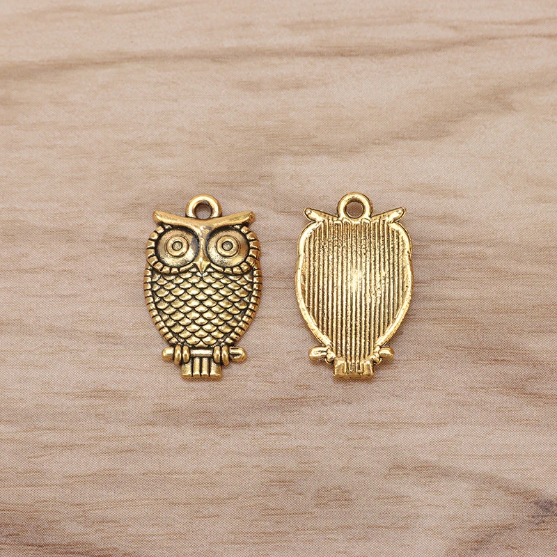 

50 Pieces Antique Gold Bird Owl Charms Pendants Beads for Necklace Bracelet Jewellery Making Findings 20x13mm
