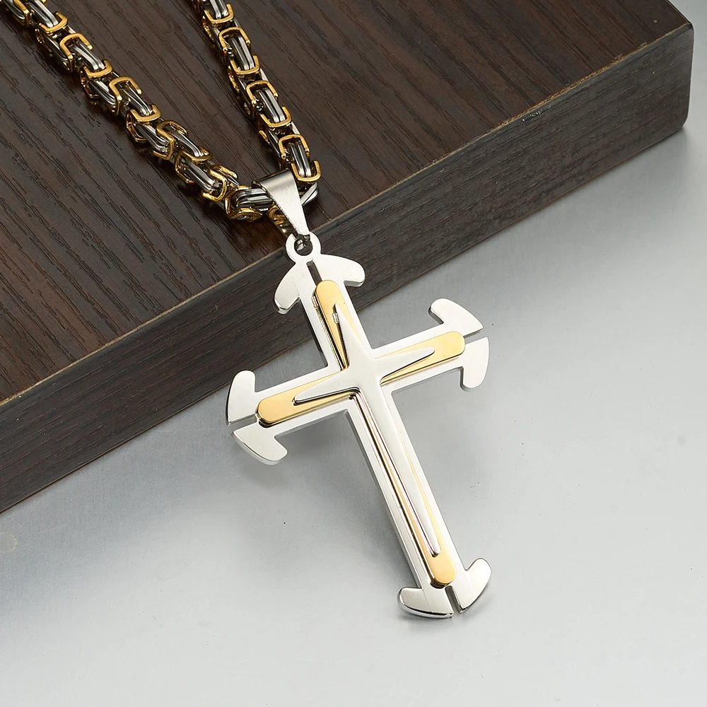

Top Grade Stainless Steel Vintage Jesus Cross Pendant Biker Men's Women's Necklace Jewelry Handmade 18-40inch Boyfriend Gift