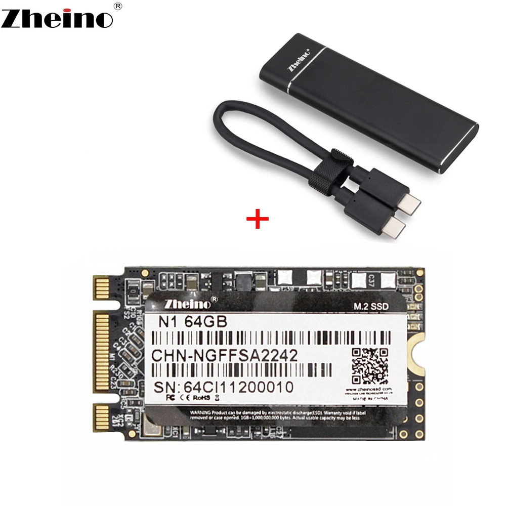 Внешний твердотельный накопитель Zheino Type C на M.2 SATA SSD 64 Гб 128 ГБ 256 512 ТБ 2242 мм|Внешние