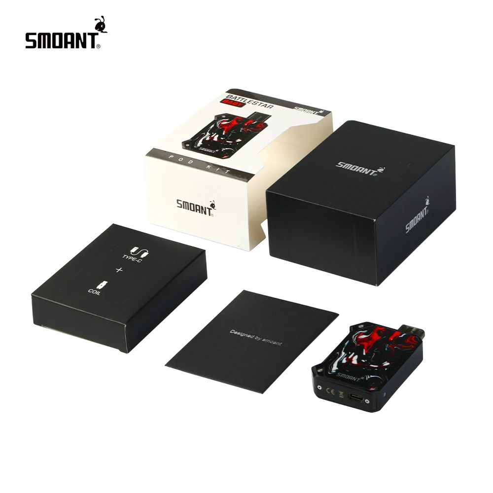 Новый Smoant Battlestar Baby Kit 750 мАч встроенный аккумулятор и 2 мл картридж pod vape kit 15 Вт 1.2ohm