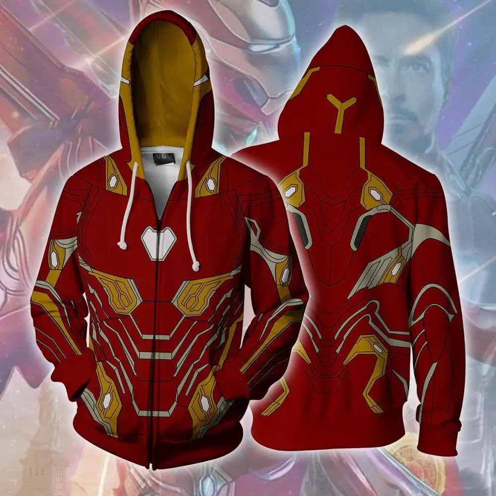 Фильм Super hero Железный человек Тони Толстовка Stark карнавальный костюм 3D Куртка с