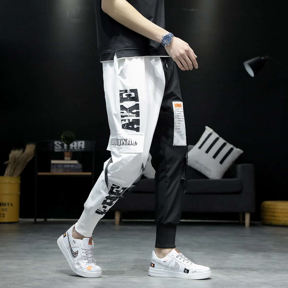 

Autumn Men's Cargo Pants Casual Woman Harem Pencil Pants Korean Loose Ankle-Length Oversize Fashion Male Trousers