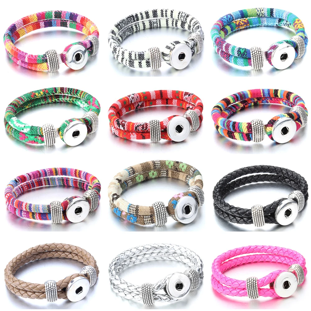 Новая кнопка оснастка ювелирной из плетеной кожи ручной работы браслет с