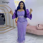 Verngo темно-фиолетовые длинные платья для выпускного вечера, 2021, Кружевная аппликация, тюль, элегантные вечерние платья, ТРАПЕЦИЕВИДНОЕ женское платье для особых случаев