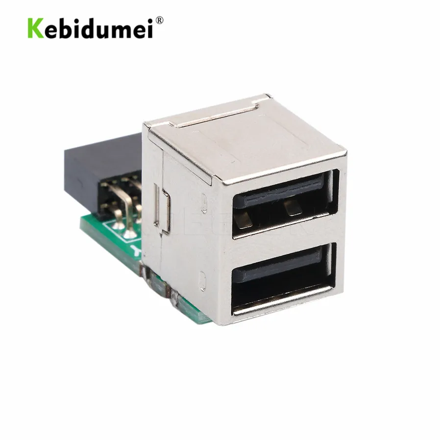 kebidumei Motherboard USB 2.0 9Pin Female 2 Port A Adapter Converter PCB Board Card Extender Internal PC | Компьютеры и офис